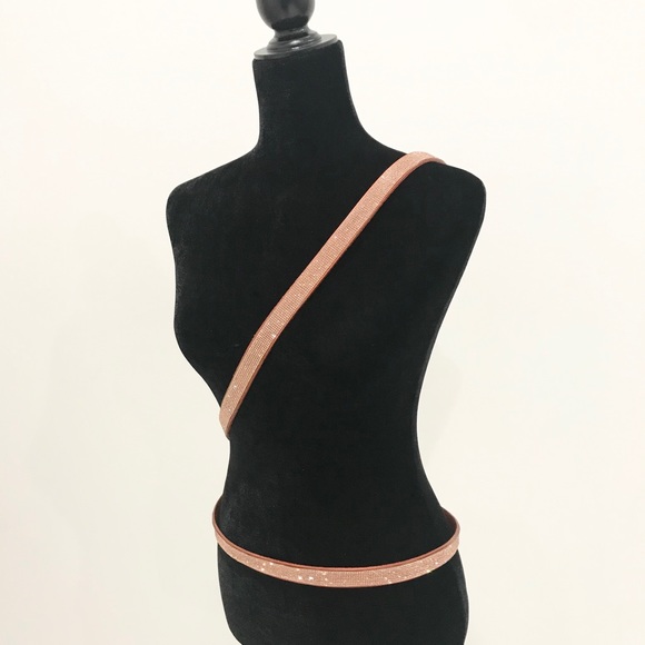 Leather Belt, Double Wrap Cross Body, Bronze